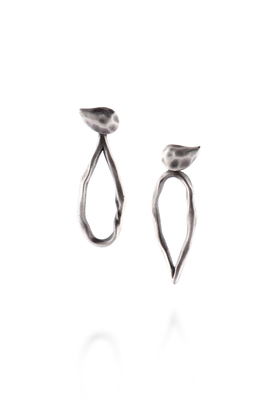 ManifestDesign - Drop Bud Earrings - Anti. Silver