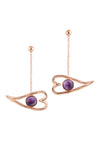 Heart Eye Dangler Earrings - Amethyst