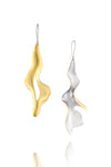  Sirena Leaf Earrings Twin tone